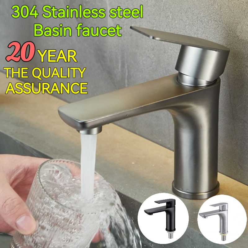 Washing Washbasin Faucet Stainless steel Single Cold Basin Tap bathroom ...
