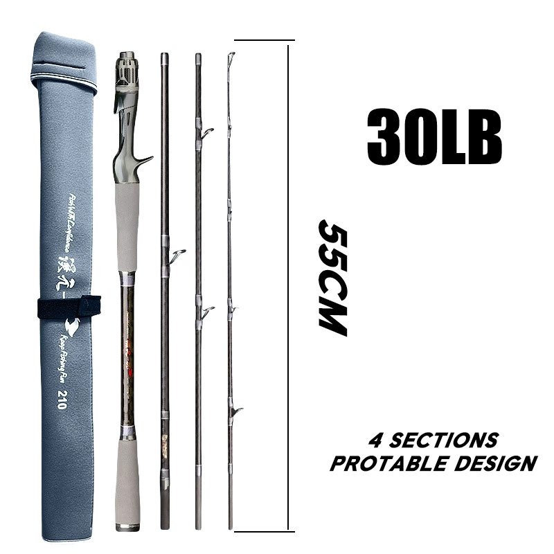 Portable Fishing Rod 55cm Travel Rod Heavy Rod Power Strong Baitcasting ...