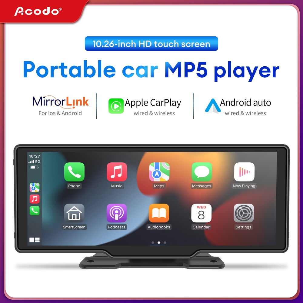 Universal 10'' Inch Portable Car Radio Apple Carplay Android Auto ...