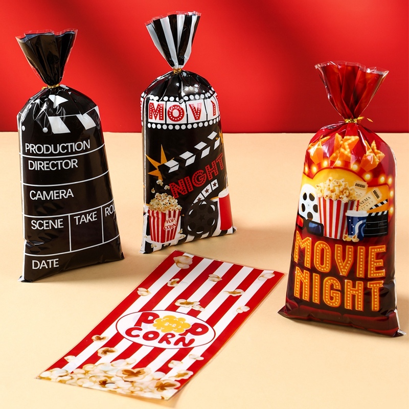 100/50/25pcs Mixed Movie Theme Candy Bag Cinema Popcorn Pattern Loot ...