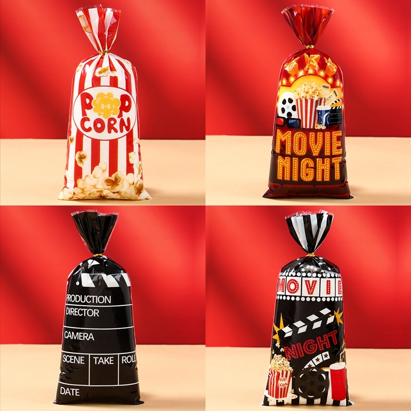 100/50/25pcs Movie Night Gift Bags Popcorn Design Candy Bag Cinema ...