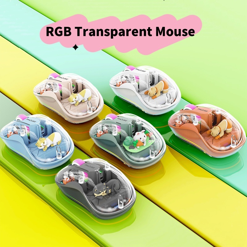 Wireless Bluetooth Transparent Mouse, 2.4GHz With USB & Type-C Two ...