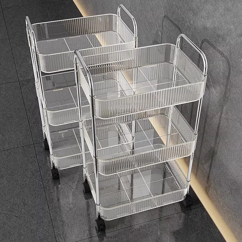 【Ready Stock】Transparent Acrylic Multi Movable Trolley Rack Cosmetics ...