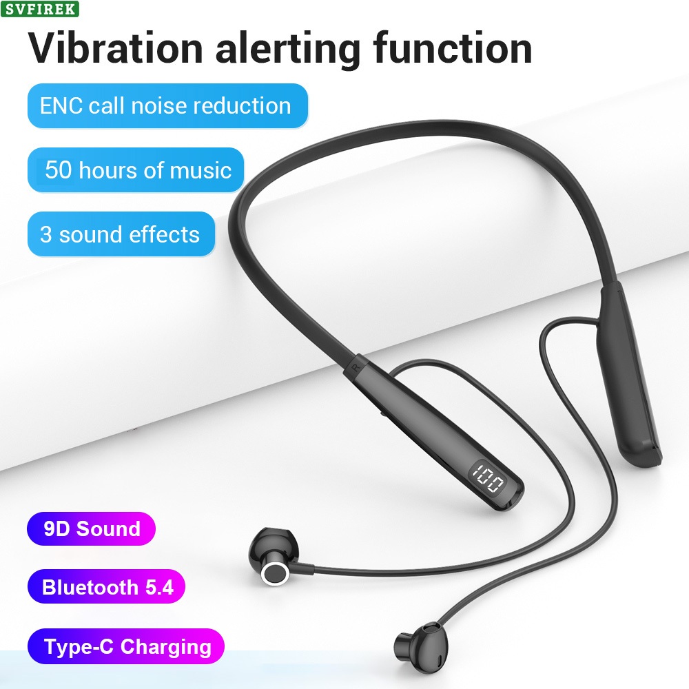 Vibration Bluetooth Earphone Wireless Earphones 9D Stereo Sound Headphone  Neck-Mounted Sport Headphones ENC Noise Cancelling Headset with Incoming  Calls Vibrate