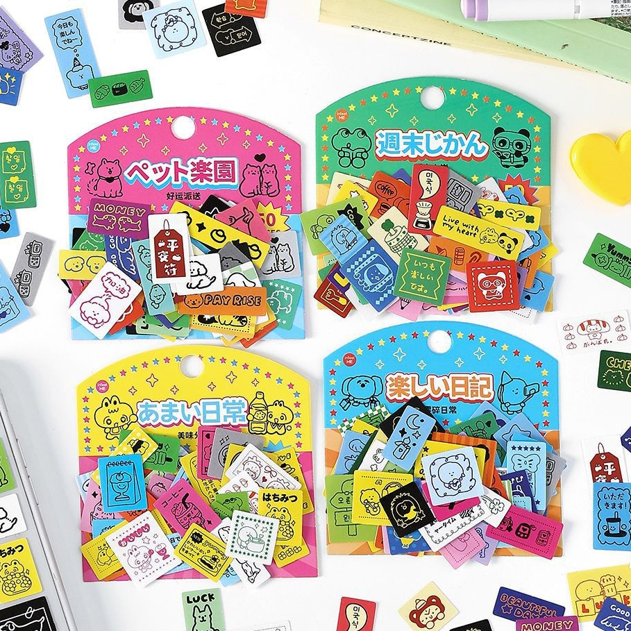 Cdaily|50 Sheets in Lucky Label Sticker Pack Mini Material Sticker ...