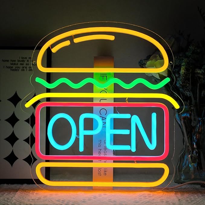 Led Burger Neon Light Business Sign Burger Shop Wall Decoration Room ...