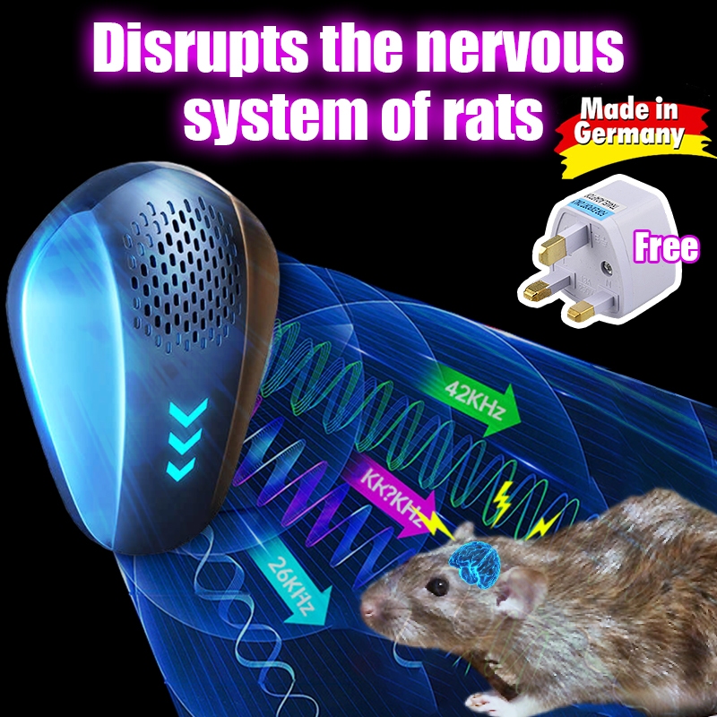 Disrupts the nervous system of rats rat Repellent ultrasonic 3 Pin UK Plug Rat  repellent Mouse repellent Rat killers Animal repellent ultrasonic Rat  catcher Rat trap Ultrasonic mouse repellent Rat repellent for