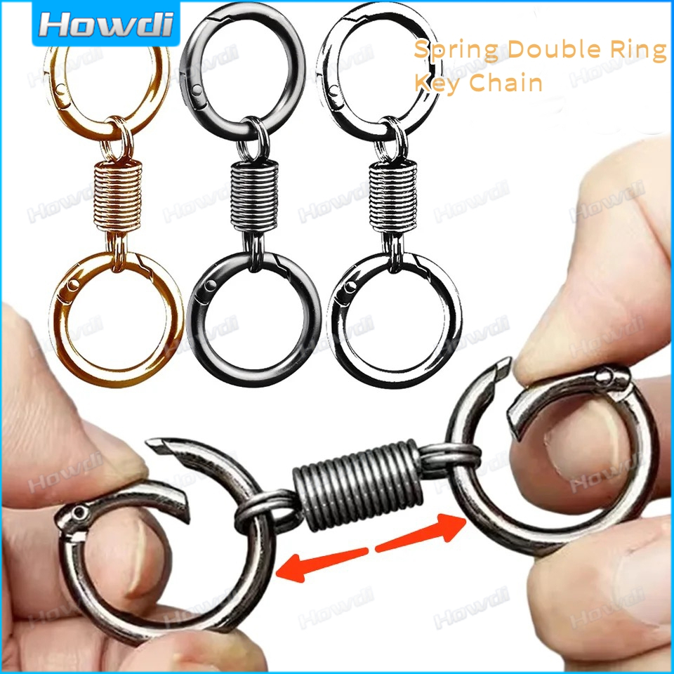 Personality Spring Double Coil Keychain Carabiner Buckle Key Rings Anti ...
