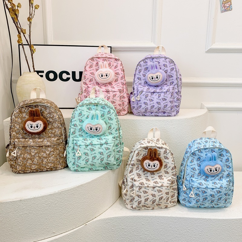 LABUBU Macaron Cute Schoolbag for kids Large Capacity nylon Labubu ...