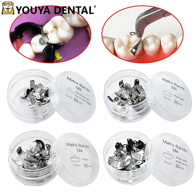 50Pcs/Box Dental Sectional Matrix System Matrix Bands M4 Contoured ...