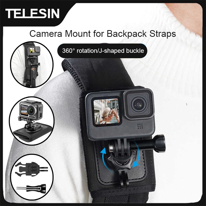 TELESIN 360° Rotation Backpack Strap Mount for GoPro Hero 13 12 11 10 9 ...