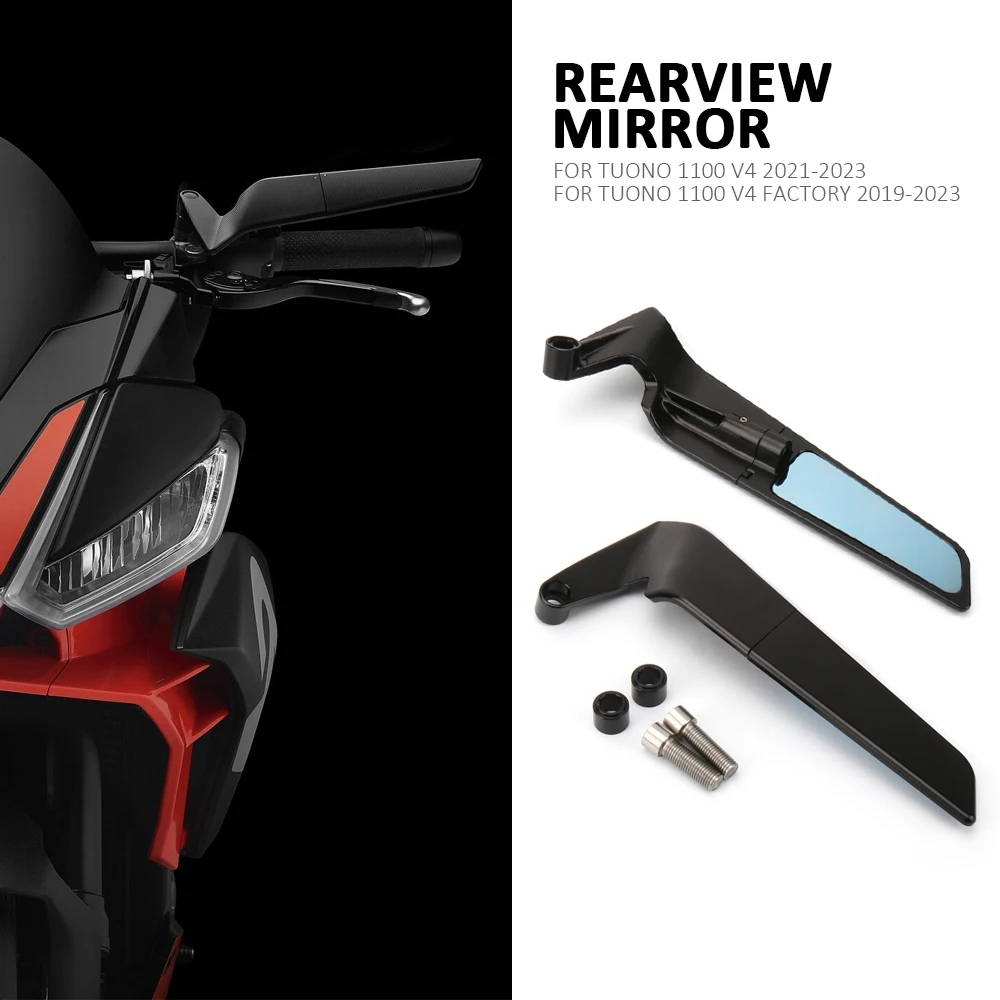 Motorcycle Wind Wing Mirrors For Aprilia RS660 - Black/Blue Lens, Adjustable, Aerodynamic - View #7