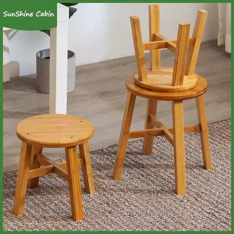 【Ready Stock】Bamboo Small Chair Solid Wood Children Round Stool Mini ...