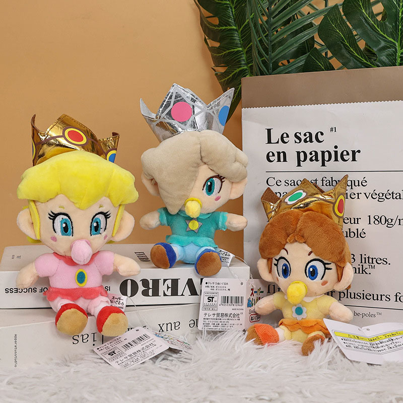 3 Styles 17cm-19cm Super Mario Bros Princess Peach Plush Daisy Toadette ...