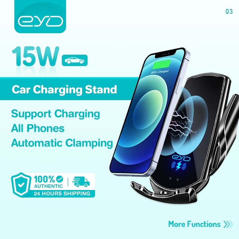 EYD Q3 15W Car Wireless Charger Magnetic Automatic Car Mount Phone Holder  For iPhone Samsung Infrared Induction QI Fast Charging
