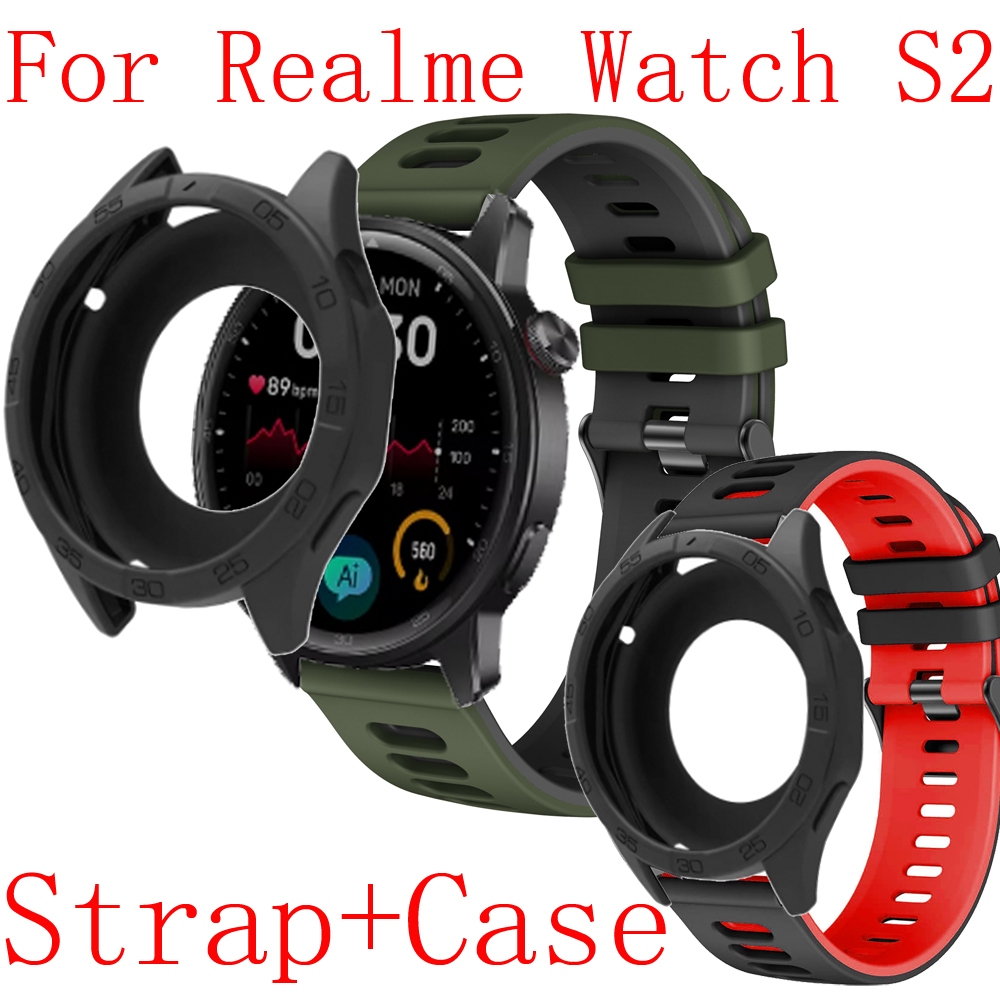 Realme Watch S2 Smart Watch Case Screen Protector Cover Shell Accessories  For Realme Watch S2 SmartWatch Silicone Band Strap Wristband Bracelet