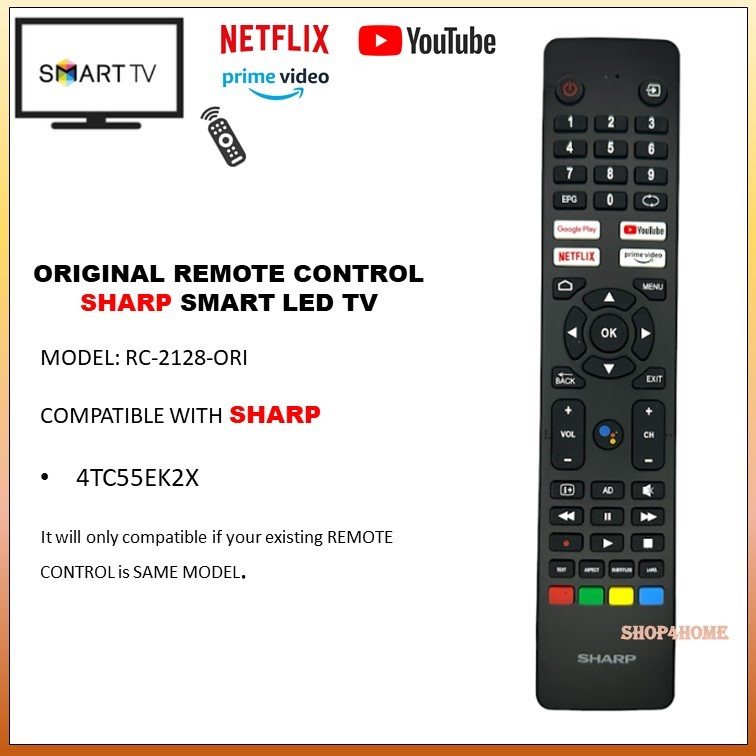 REMOTE SHARP voice SMART TV ANDROID TV LED TV 2TC32EG2X 2TC42EG2X ...