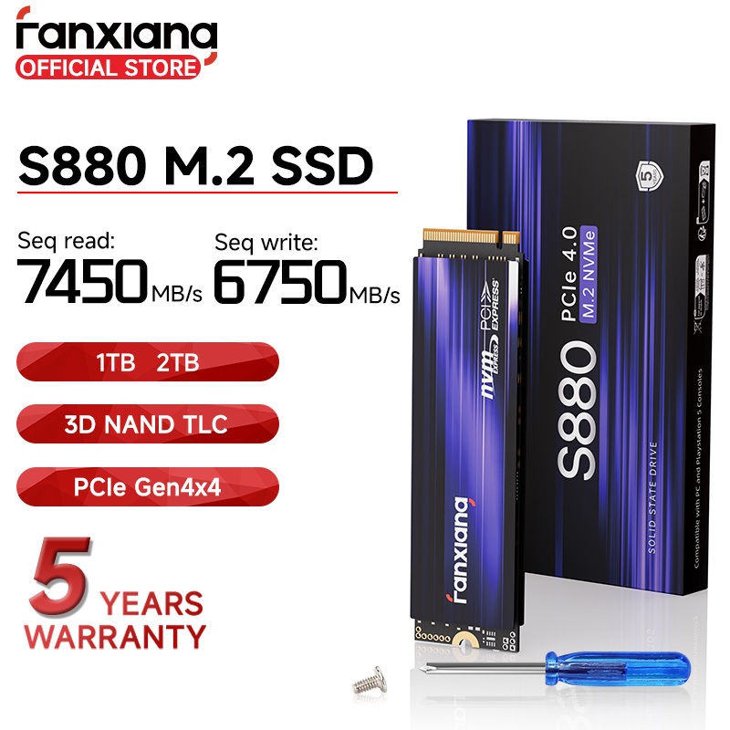 Fanxiang SSD 4TB M.2 TLC未開封 S880中国版 Fanxiang S880 M.2 SSD 7300MB/s 1TB/2TB/4TB M.2 NVMe SSD Drive PCIe