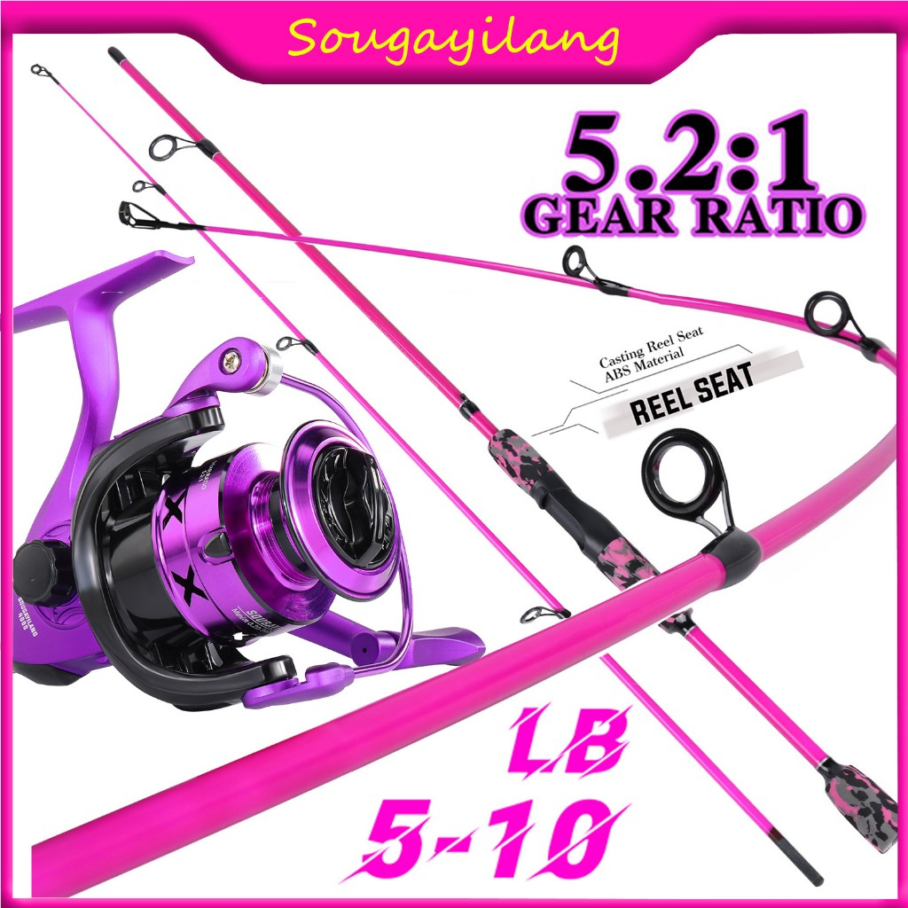 Sougayilang Spinning Fishing Rod Set 1.8M 5-10LB Joran Pancing 5.2:1 ...