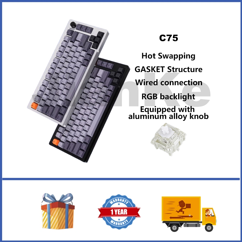 CIDOO C75 Wired Mechanical Keyboard Aluminum 75% Hot swappable RGB ...
