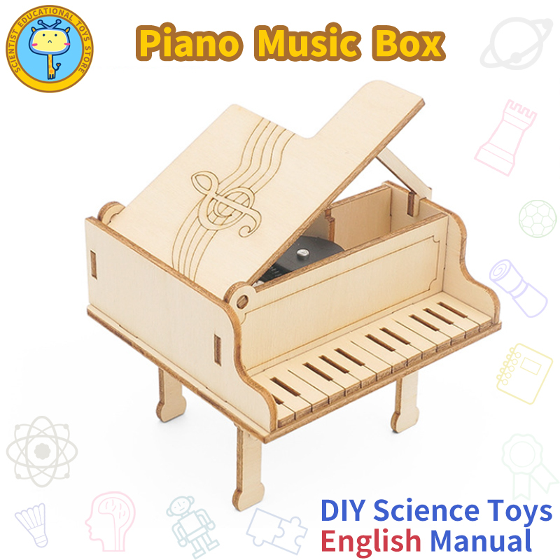 🚀Science Toys🔥DIY Piano Music Box STEM Kit Wooden Handemade Material ...