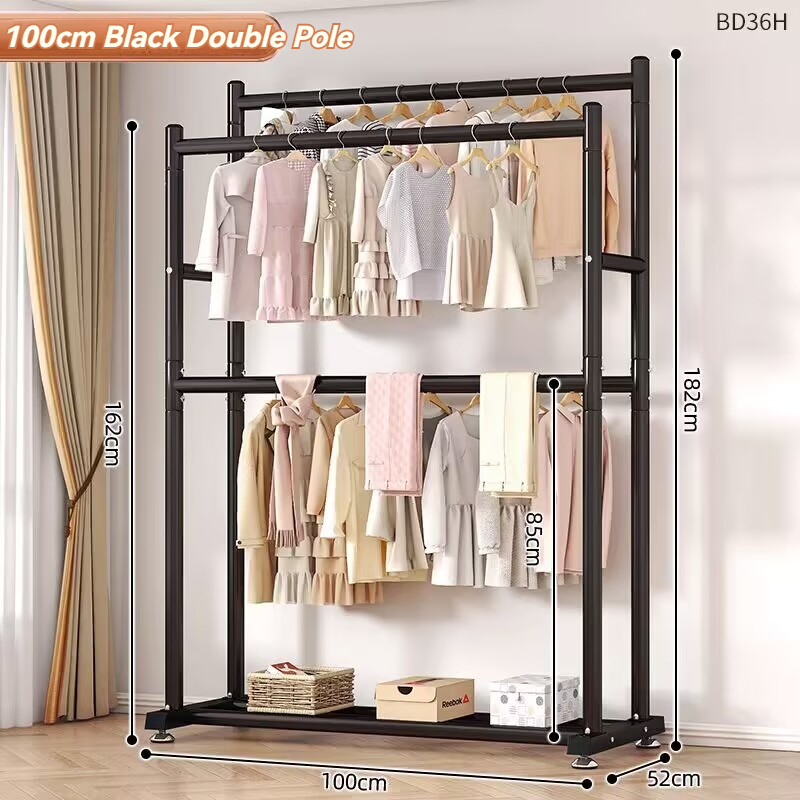Double-layer Hanger Coat Rack Hanging Clothes Rack Household Floor