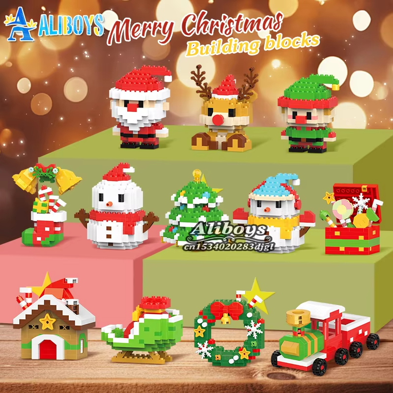 DIY Santa Claus Model Micro Building Blocks Christmas Tree Decoration ...