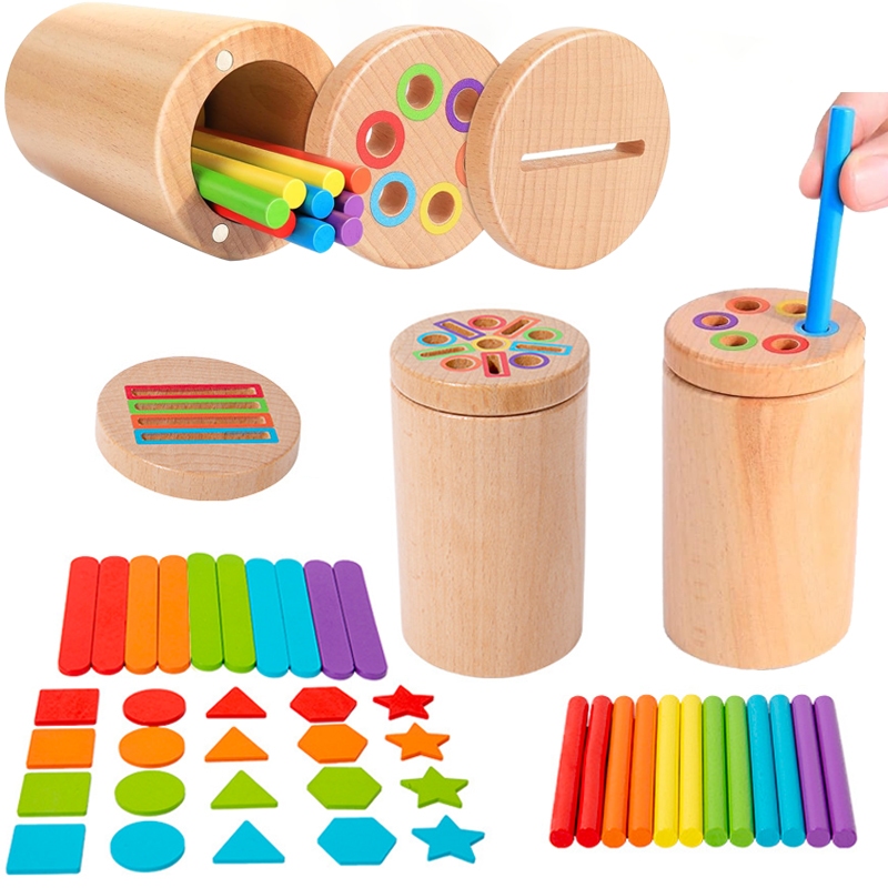 Montessori Wooden Toys Color Sorting Fine Motor Toys Shape Matching ...