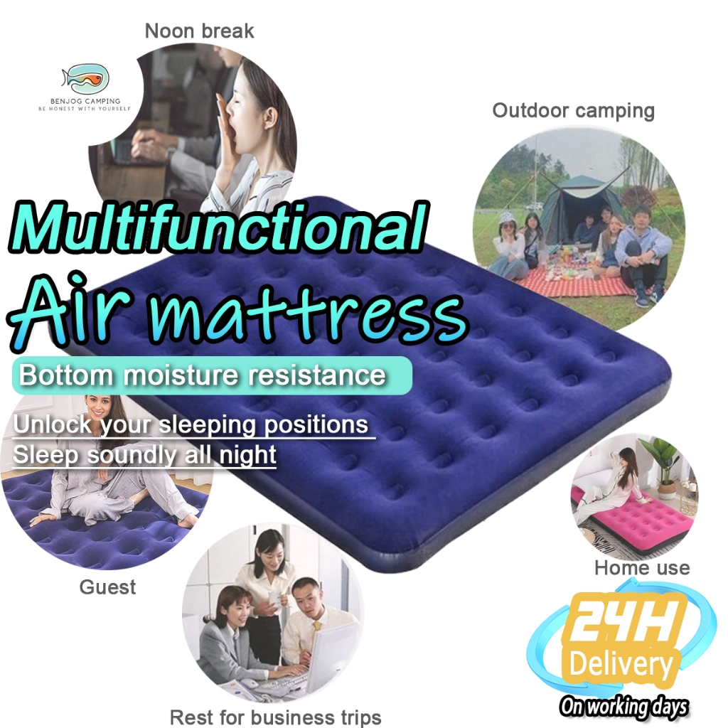 Extra Thick Air Mattress Camping Folding Inflatable Bed 25cm 5 Sizes ...