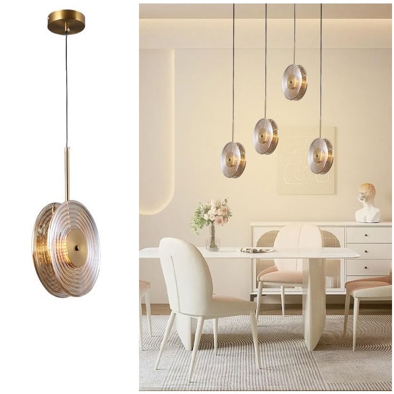 Modern Bar Counter Light Dining Light Amber Glass Pendant Light, Art ...