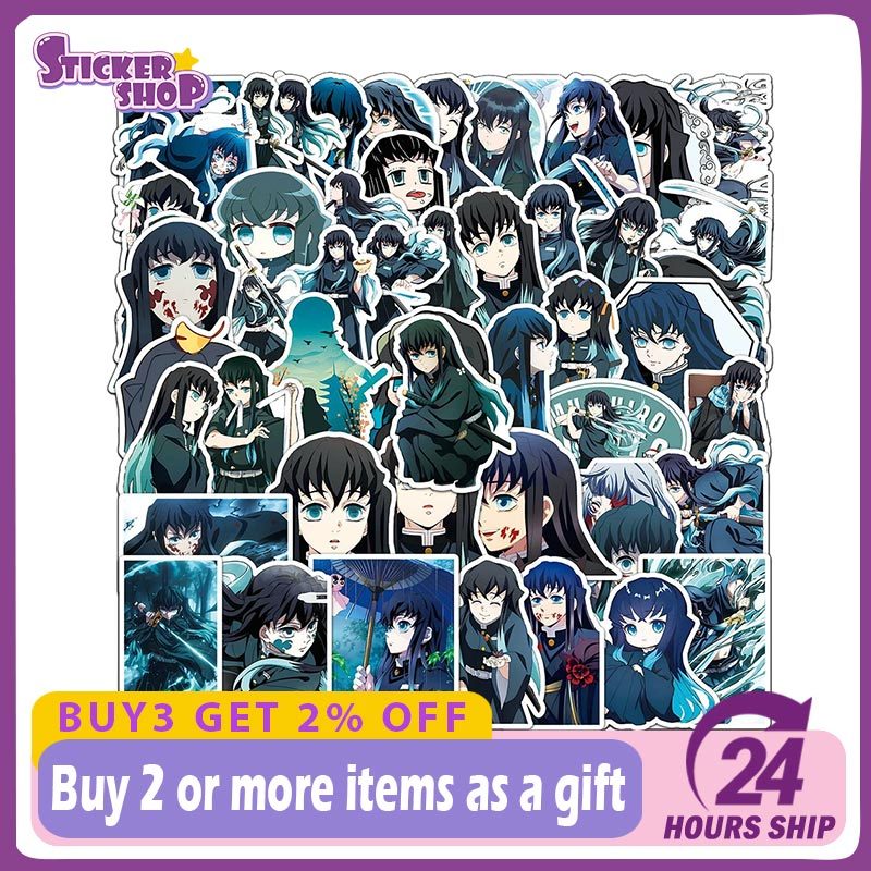 50pcs Tokitou Muichirou Anime Demon Slayer Stickers Kids Toy DIY Laptop ...