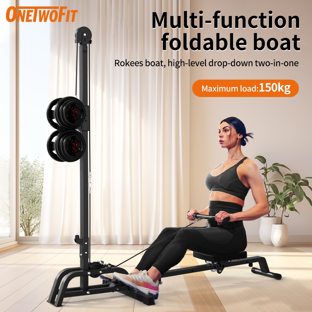 OneTwoFit 2 in 1 Multifunctional Foldable Rowing Machine Pull High and ...