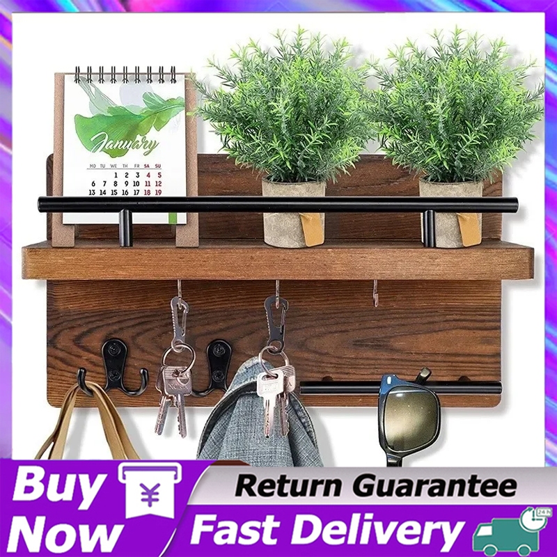 【Malaysia Spot Sale】Living room wooden hanging rack wall-mounted wall ...
