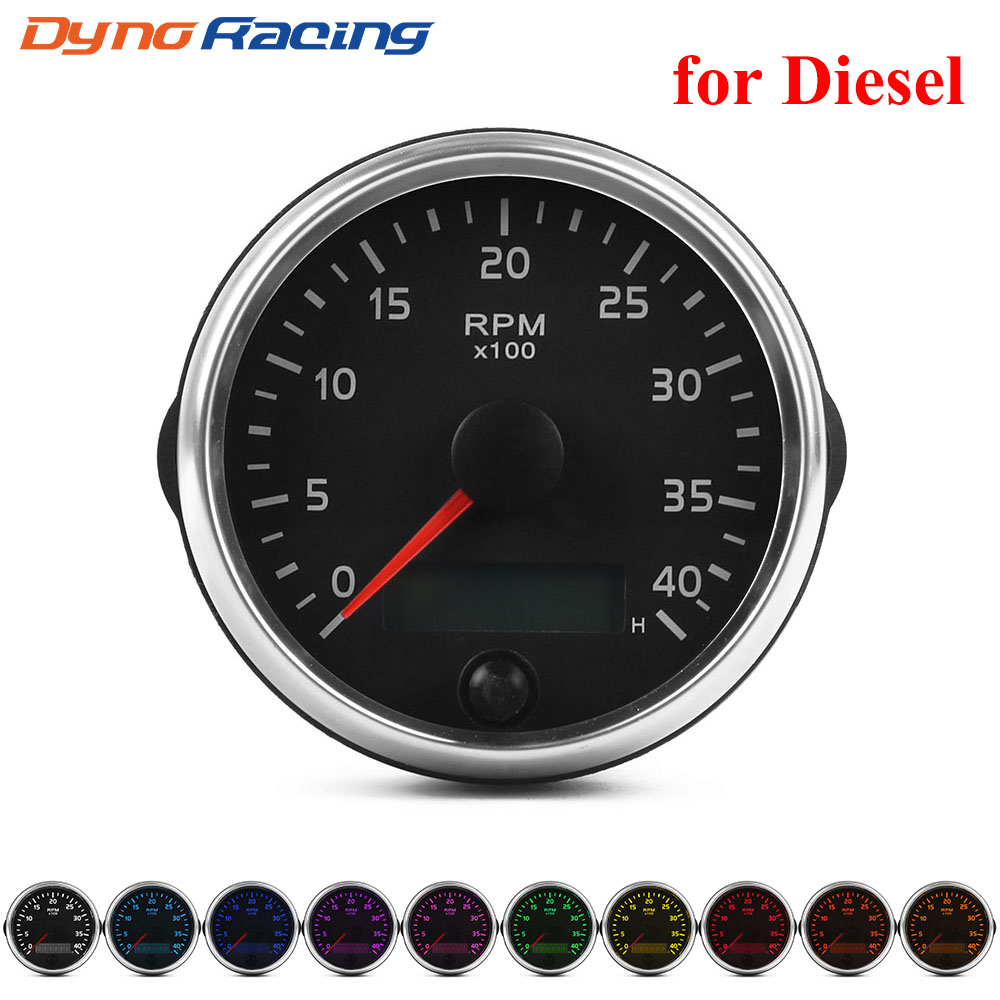 85mm Tachometer Gauge - 0-6000 RPM 7 Color Display For Cars & Boats