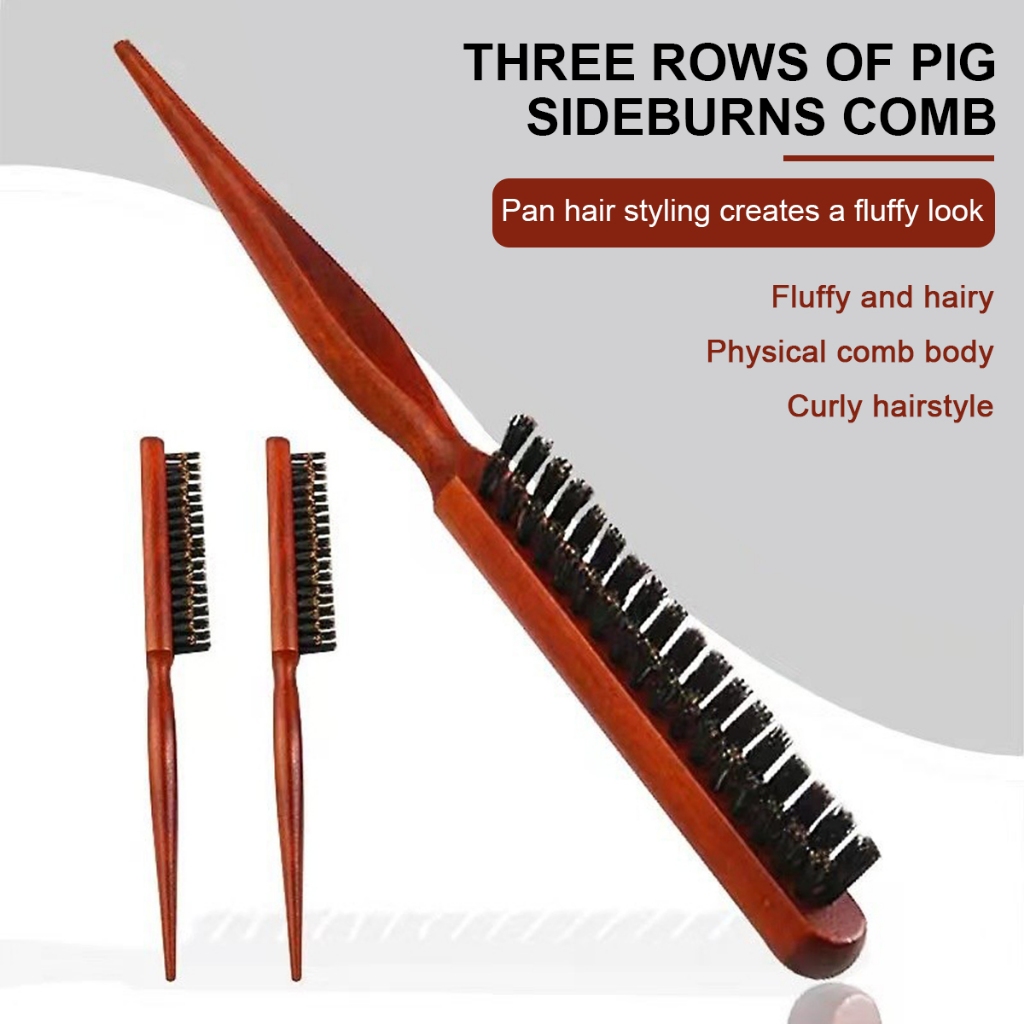 Sharp tailed pig mane hair three row comb, handheld beauty styling hair ...