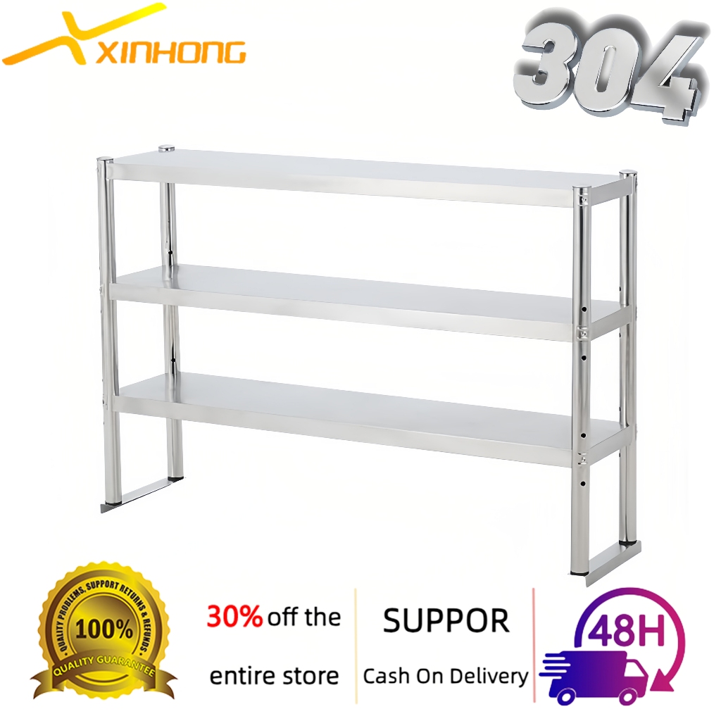 304 stainless steel kitchen rack storage hotel worktable 3-layer shelf ...
