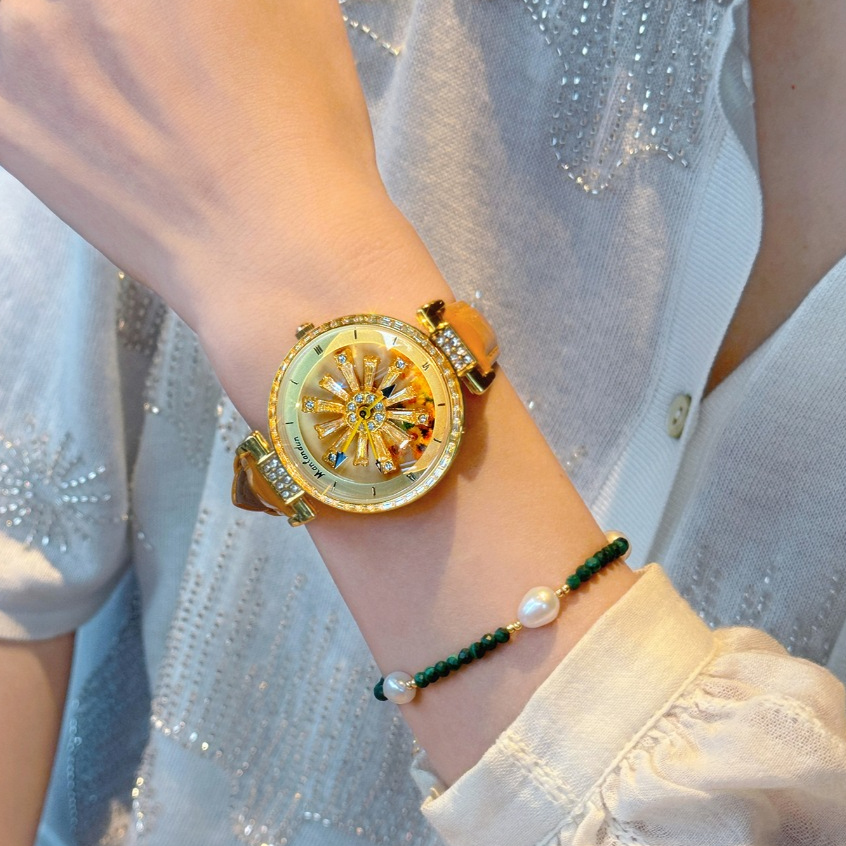 Good luck sunflower watch, women's diamond-set, light luxury, versatile ...