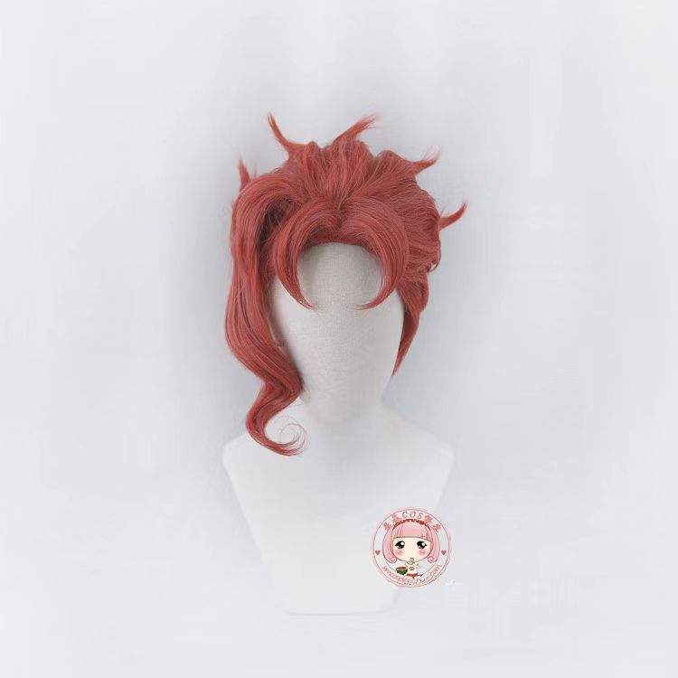 Anime Cosplay Perücke Noriaki Kakyouin – Rote Hitzebeständige Kunstfaser-Perücke Für JoJo Fans, Kostümpartys & Halloween – Verstellbar 54–62 Cm