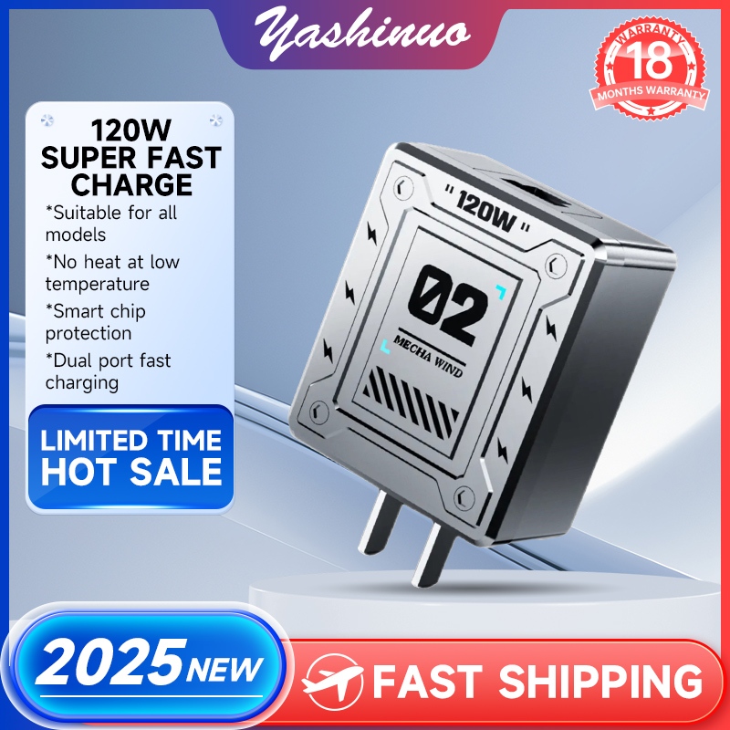 Yashinuo 120W Mech Super Fast Charging Head Dual Port Two Drag Two Mech ...