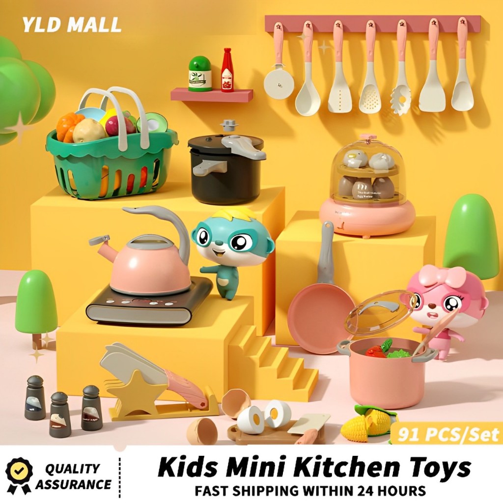 35Pcs Kids Kitchen Toy Accessories, Toddler Pretend Cooking Playset With Play Pots, Pans, Utensils, Cookware, Play Food Set, Toy Vegetables, Learning Gift For Girls & Boys (Blue