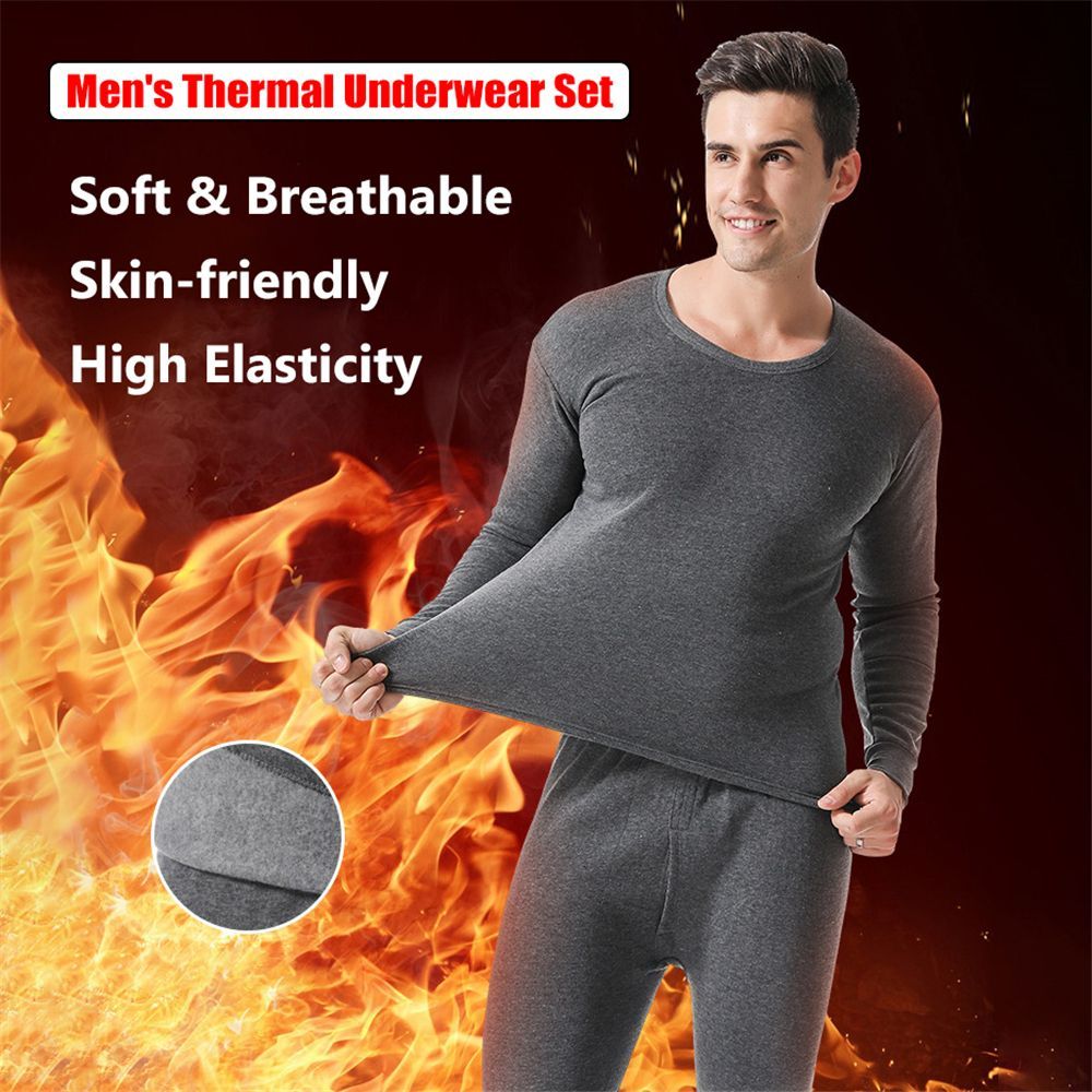 [ORORFILL] Thermal Underwear Men Winter Long Johns Sets Fleece Keep Warm  Seamless Underwears
