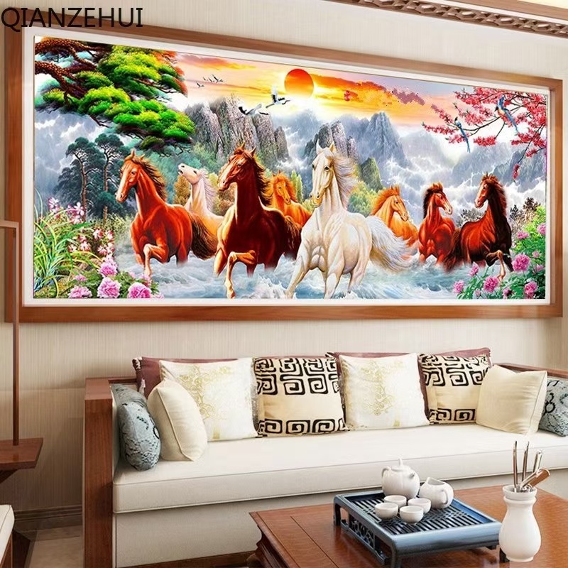 8 Running Horses Canvas Painting Wall Picture Poster Decoration Living ...