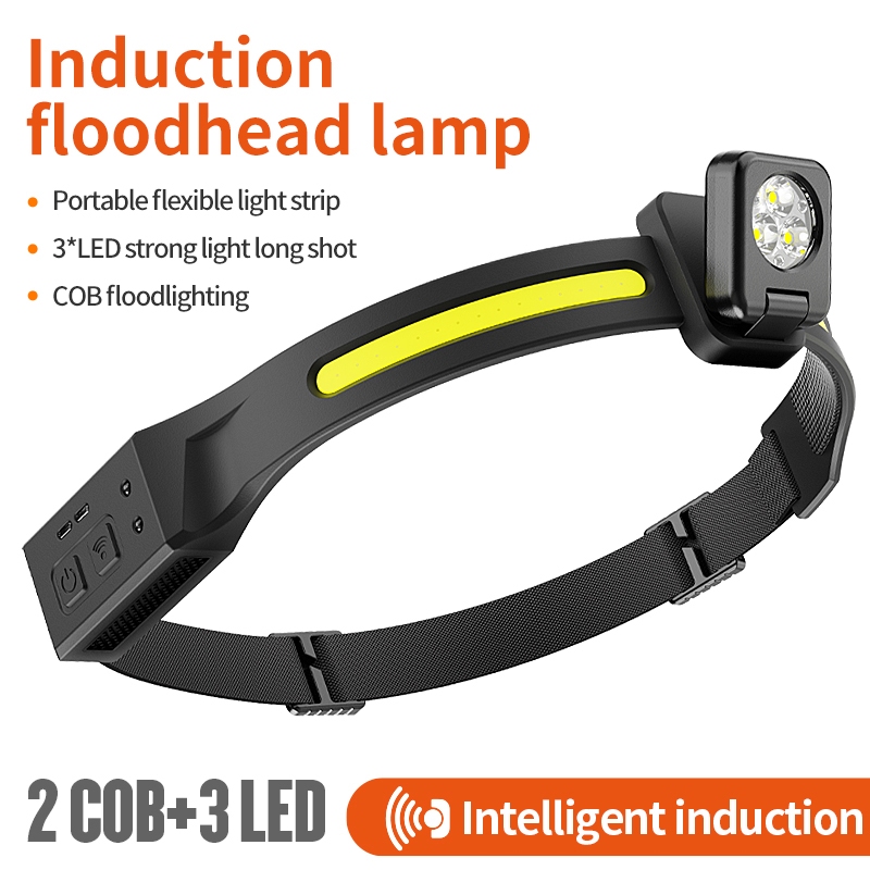Induction Headlamp COB LED Sensor Head Lamp Built-in Battery Flashlight ...
