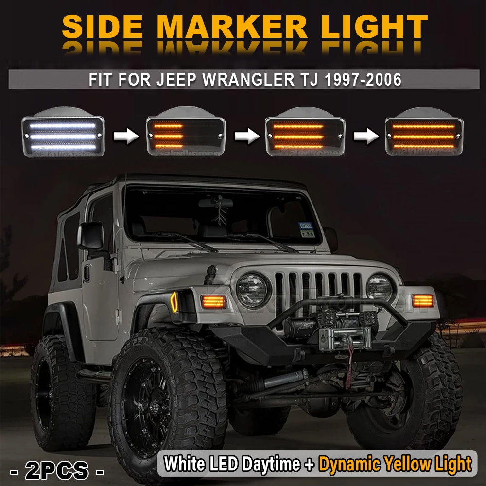 Front Clear Parking & Side Marker Lamp Kit for 97-06 Jeep TJ Wrangler RT Off Road main image 1