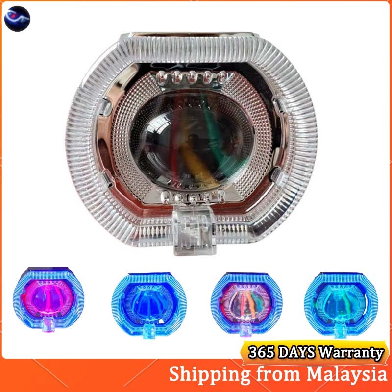 Motorcycle LED Headlight 3 Inch Projector Lens Angel Eye Devil Eye ...