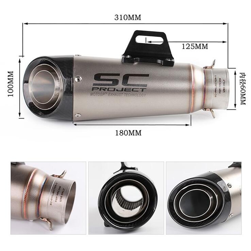 Motorcycle Exhaust Pipe 51mm 60 mm Inlet Tube Exhaust Pipe Stainless ...