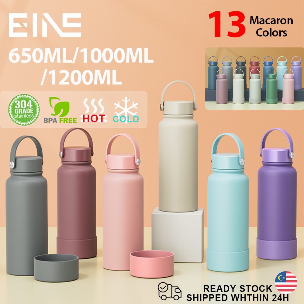 650ml/1000ml/1200ml 304 Stainless Steel Thermos Vacuum Insulated Flask  Tumbler with Silicone Cup Sleeve Water Bottle Botol Air Bekas Air Viral硅胶保温瓶