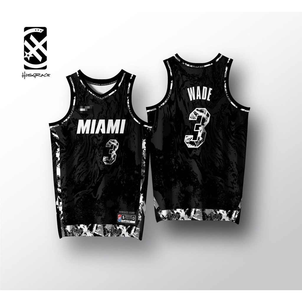 MIAMI HEAT WADE BLACK HG JERSEY FULL SUBLIMATION BASKETBALL JERSEY customized name and number Shopee Malaysia
