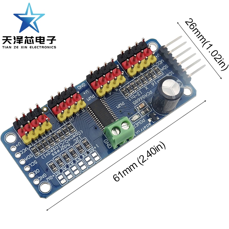 Carte Pilote PWM/Servo PCA9685 - 16 Canaux, Communication I2C - Pour Arduino, Raspberry Pi - Contrôle Moteurs, LED