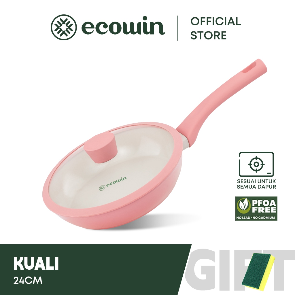 Ecowin Cookware Peach Series Pink Non-Stick Frying Pan Kuali Tidak ...